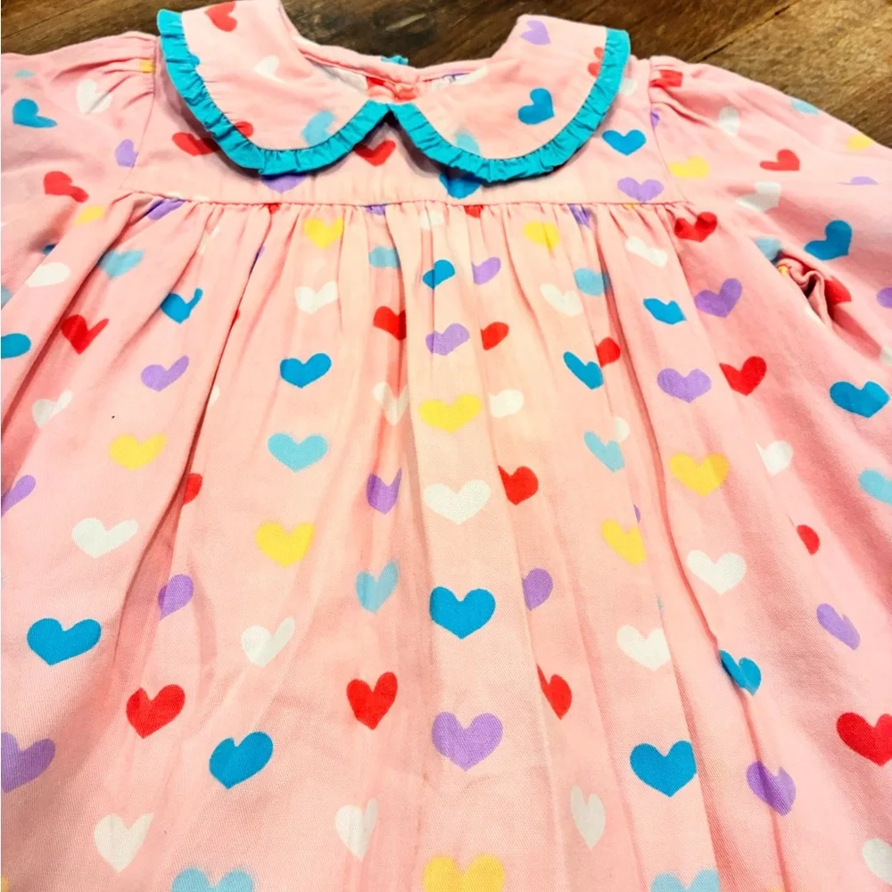Posh Pickle Company Colorful Heart Dress Collar Valentines Spring Summer 3T - Picture 4 of 12